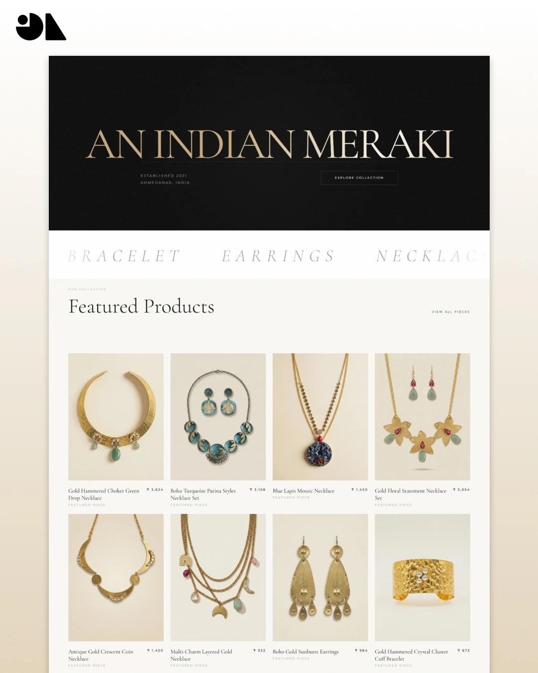 Custom e-commerce website development for An Indian Meraki